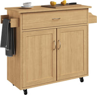 Mobile Kitchen Island with Spice Rack & Storage Cabinet, White view 7