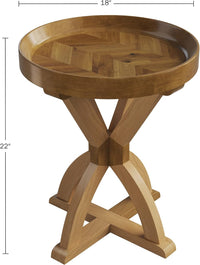 Side Table - Mango Wood Pedestal Table for Couch, Loveseat view 3