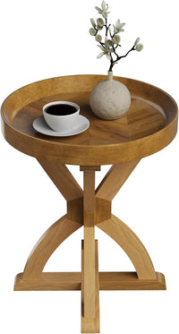 Side Table - Mango Wood Pedestal Table for Couch, Loveseat view 6