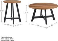 3-Piece Coffee Table Set, 24”L x 24”W x 16.5”H view 2