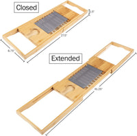 Bamboo Bathtub Tray - Wood Bath Caddy with Book, Phone view 2
