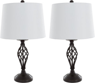 Table Lamps Set of 2, Spiral Cage Design 2 LED Bulbs