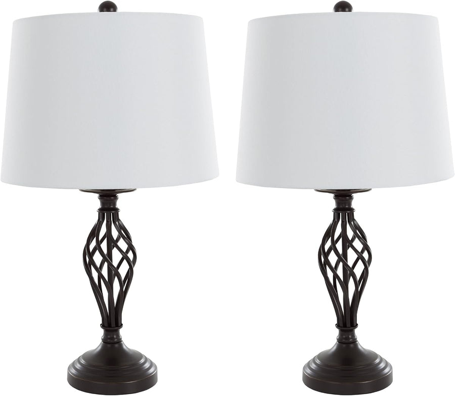 Table Lamps Set of 2, Spiral Cage Design 2 LED Bulbs &mdash; Lavish Home