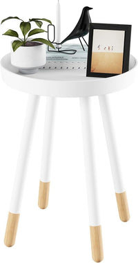 Round End Table, White, 17" x 22" view 6
