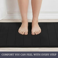 Bathroom Rugs - 2-Piece Memory Foam Bath Mats with Microfiber, Black view 4