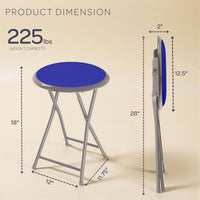 Portable Folding Stool with Backless Seat Set of 4, Blue, 18" view 3