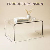 Acrylic Side Table - 14x12x24 Inch Multipurpose C Shaped End view 3