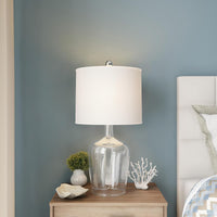 Table Lamp - Clear Glass Lamp with Open Base, LED Bulb view 9