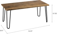 Coffee Table with Hairpin Legs, Brown Woodgrain-Look, 41.25" view 2