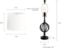 2-Pack Table Lamps, (L)13”x (W)13”x (H)25”, Black & Ivory view 2