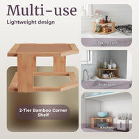 2-Tier Bamboo Corner Shelf for Kitchen or Bathroom Cabinet view 4