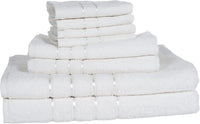 8 Piece 100% Cotton Plush Bath Towel Set - White view 5