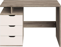 Computer Desk with 3-Drawer File Cabinet, Natural and White view 6