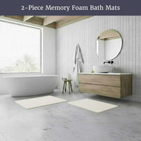 Bathroom Rugs - 2-Piece Memory Foam Bath Mats with Microfiber, White view 2