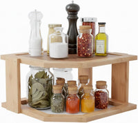 2-Tier Bamboo Corner Shelf for Kitchen or Bathroom Cabinet view 1