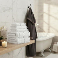 Bathroom Towels Set, Bathroom Accessories, White, Set of 6 view 2
