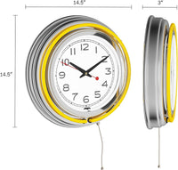 Neon Wall Clock- 14" Round, Double Light Ring, Dual Power view 3