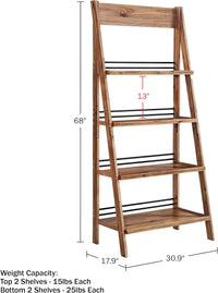 4-Tier Ladder Bookshelf, (L) 30.9" x (W) 17.9" x (H) 68" view 2