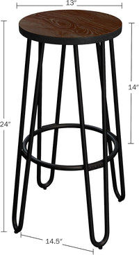 Round Wood Barstools with Hairpin Legs view 2