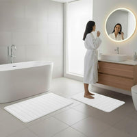 Bathroom Rugs - 2-Piece Memory Foam Bath Mats with Microfiber, White view 6