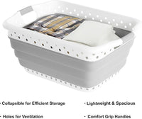 Collapsible Plastic Laundry Basket, Gray, 24.25"x17.5"x10.5" view 3