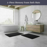 Bathroom Rugs - 2-Piece Memory Foam Bath Mats with Microfiber, Black view 2