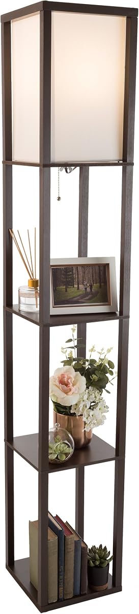 Floor Lamp-Etagere Style Tall Standing with Shade LED Light &mdash; Lavish Home