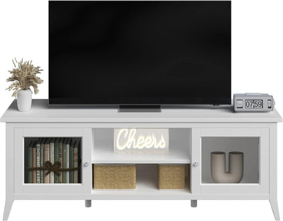 TV Stand with Storage Cabinet, 2 Cubbies and 2 Shelves