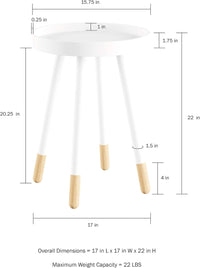 Round End Table, White, 17" x 22" view 2