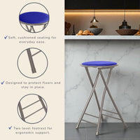 Folding Stool with Padded Backless Seat Set of 4, Gray, 24" view 16