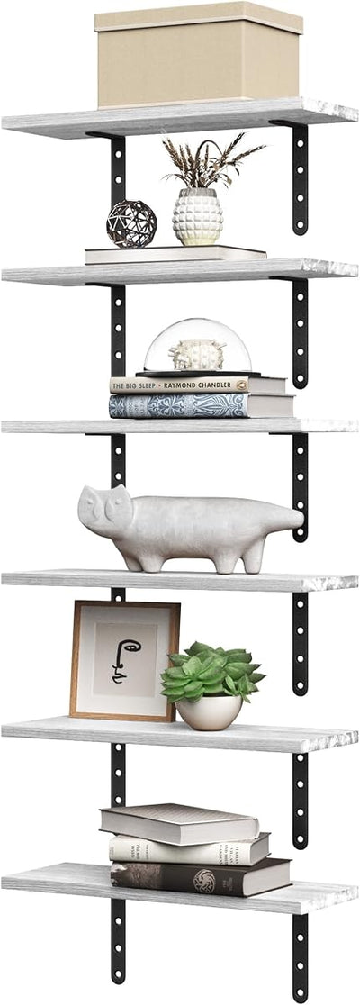 Floating Shelves - Set of 6 Shelves for Living Room, Kitchen