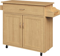 Mobile Kitchen Island with Spice Rack & Storage Cabinet, White view 12
