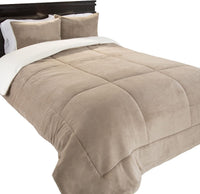 3 Piece Sherpa/Fleece Comforter Set - King - Taupe view 2