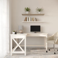 Computer Desk with X-Pattern Legs, White, 59"x23.5"x29.9" view 3
