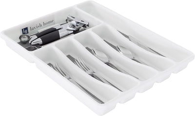 Silverware Drawer Organizer with 6 Sections and Nonslip Tray