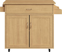 Mobile Kitchen Island with Spice Rack & Storage Cabinet, White view 11