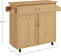 Mobile Kitchen Island with Spice Rack & Storage Cabinet, White view 10