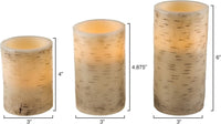 Flameless Candles - 3-Pack Faux Birch Bark Battery Operated view 3