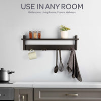 Coat Rack with Shelf - Wall Mount Shelf with 4 Hooks view 2