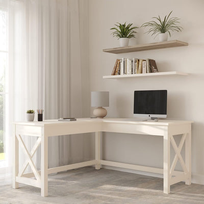 Computer Desk with X-Pattern Legs, White, 59"x23.5"x29.9"