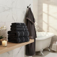 Bathroom Towels Set, Bathroom Accessories, White, Set of 6 view 20
