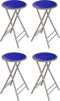 Folding Stool with Padded Backless Seat Set of 4, Gray, 24" view 19