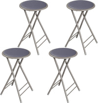 Folding Stool with Padded Backless Seat Set of 4, Gray, 24" view 1