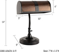Bankers Lamp - Mission Style Amber Mica Shade Table or Desk view 5