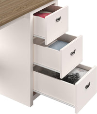Computer Desk with 3-Drawer File Cabinet, Natural and White view 10