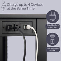 Narrow Side Table with Charging Station, Black, 24"x11"x22" view 5