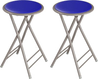 Folding Stool with Padded Backless Seat Set of 4, Gray, 24" view 13