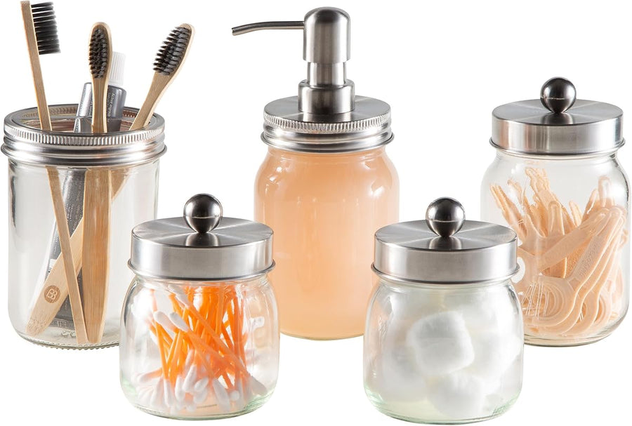 Mason Jar Bathroom Accessories Set &mdash; Lavish Home