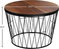 Round Coffee Table with Geometric Metal Base view 2