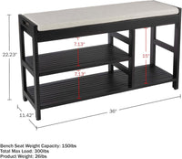 Shoe Bench - 3-Tier Wooden Shoe Rack for Entryway, Mudroom view 3